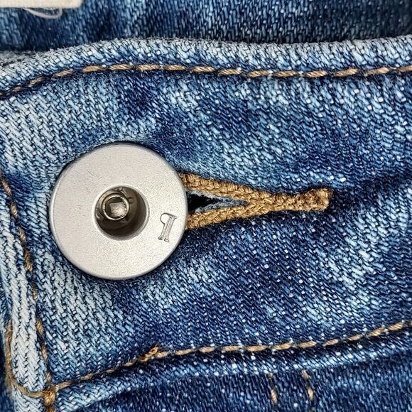 Anthropologie Pilcro Jeans 27 Boho Embroidered Ruffle Hem Floral Denim - Picture 12 of 16